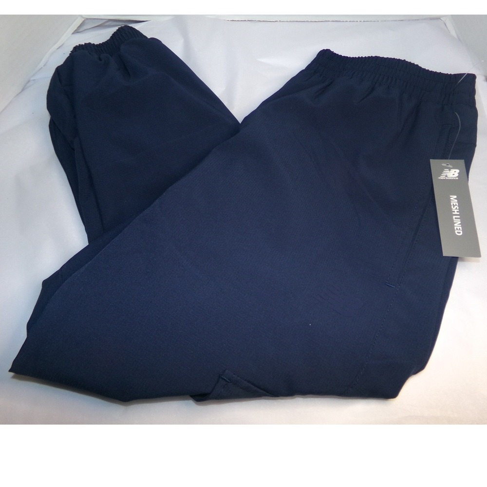 New Balance Mens SZ SM Mesh Lined Track Pants Navy Cargo Joggers Athletic